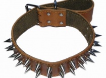 Obojek TOUGHBOY, mohutný kožený s ostny 